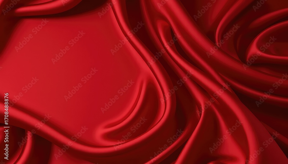 Obraz premium Vibrant crimson fabric folds and flows elegantly, creating a soft, luxurious texture with gentle, flowing movement and space for copy