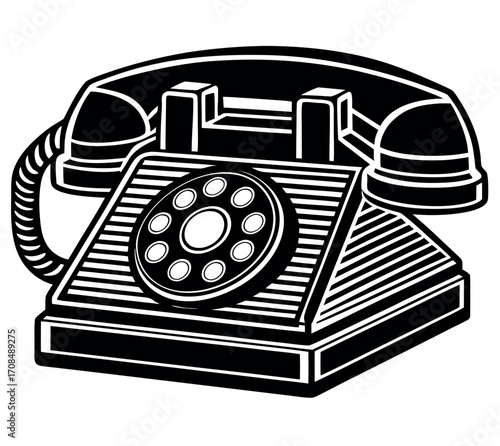 This captures both the content (retro telephone on two backgrounds) and the context (tags like vintage, communication, etc) in a clean and easy-to-understand way without using a colon