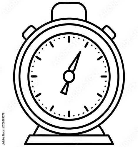 Black vintage alarm clock with classic metal design and time reminder features