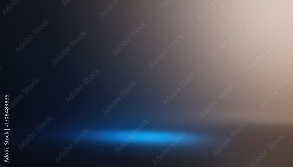 Fototapeta premium Abstract gradient background showcasing a blend of neutral tones with a striking blue light accent on the bottom edge