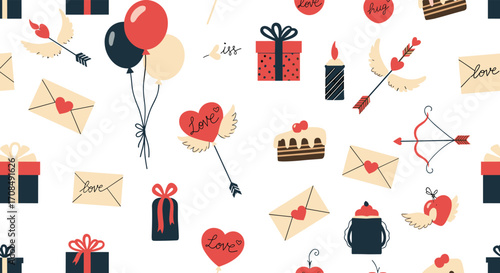 A charming collection of valentine's day symbols and decorations for romantic celebrations.