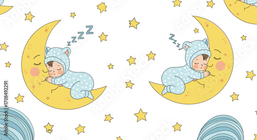Sweet dreams for little ones under the starry night sky.