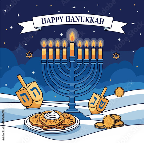 illustration, vector, judaism, holiday, jewish, party, celebration, day, hanukkah, symbol, design, religious, background, element, god, spiritual, israel, culture, religion, festive, hanuka, gold, 