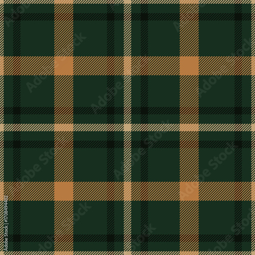 Seamless green color check pattern. Repeating patern plaid. Checkered design for prints. Repeated tartan fabric. Vector scottish fabriс. Ekose texture. Madras flannel. Checker line. Stripe gingham