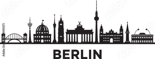 Berlin Skyline Silhouette Vector Illustration with Cityscape Landmarks and Urban Design