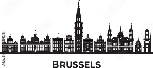 Brussels Cityscape Silhouette Vector Illustration A Detailed Skyline of Belgium's Heart
