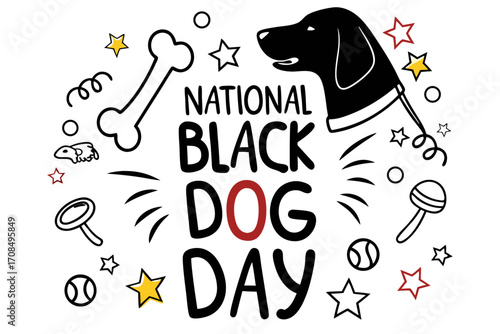 NATIONAL BLACK DOG DAY vector illustration