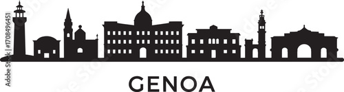 Detailed Genoa Skyline Silhouette Vector Illustration Capturing the Essence of Italian Architecture