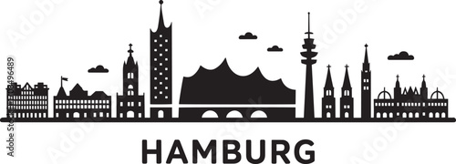 Detailed Hamburg Skyline Silhouette Vector Illustration Capturing the Essence of German City