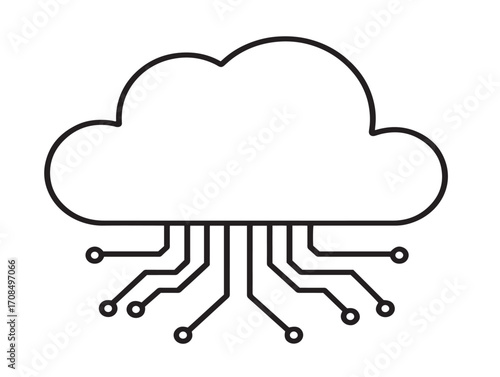 Cloud migration minimal vector icon with smooth elegant outline