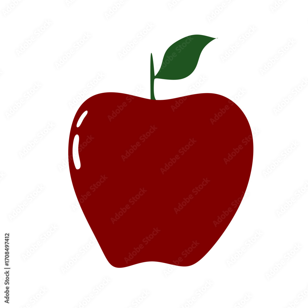 Obraz premium Apple Icon Isolated Vector Illustration, red Apple, Sweet Fruits, Tropical Fruits, Apple Snacks or Vegetarian Nutrition