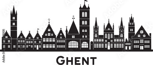 Ghent Skyline Silhouette Vector Illustration Belgium Cityscape Landmark Architecture Design Travel Destination