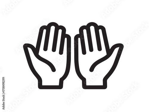Cupped hands vector icon in elegant minimal clean line design