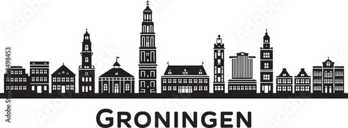 Groningen Cityscape Silhouette Vector Illustration with Detailed Skyline and Urban Architecture Design