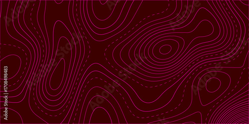 Abstract red background with swirling light textures, a seamless wave pattern, and artistic blue lines. topographic contours map background. Panorama view gradient multicolor wave curve lines banner 