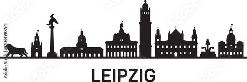Leipzig Cityscape Silhouette Vector Illustration A Detailed Cityscape Depiction of German Urban Architecture