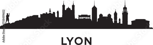 Lyon Skyline Silhouette Vector Illustration A Detailed Cityscape Depiction of French Urban Architecture