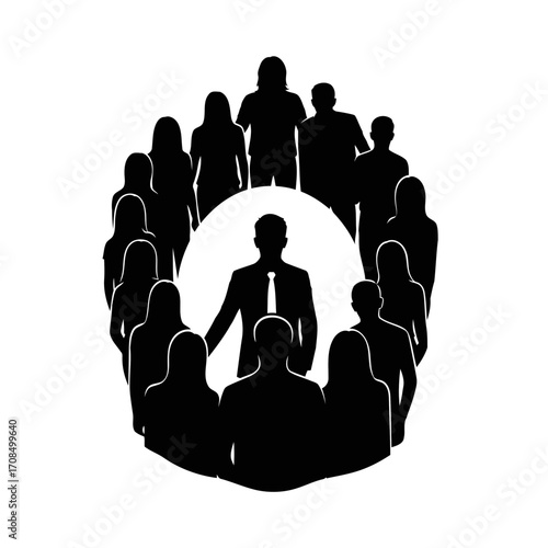 Business Leader at the Center of a Team