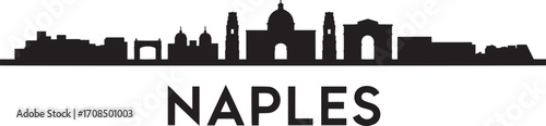 Naples Skyline Silhouette Vector Illustration with Cityscape Outline and Famous Landmarks