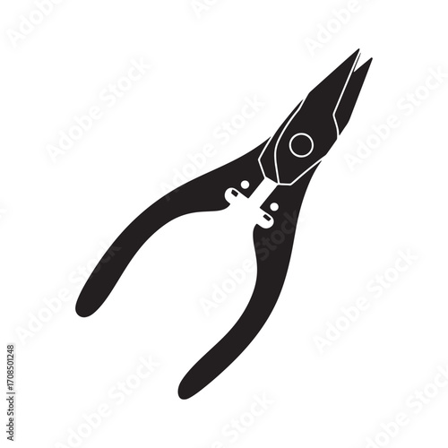 Silhouette pliers isolated on white background. Silhouette pliers icon.
