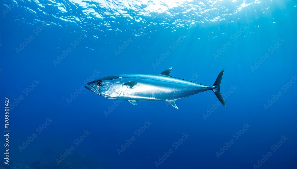 Fototapeta premium Tuna fish in deep blue ocean