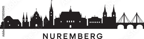 Nuremberg Cityscape Silhouette Vector Illustration with City Name Typography for Travel and Tourism