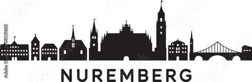 Wallpaper Mural Nuremberg Skyline Silhouette Vector Illustration with City Name Typography for Travel and Tourism Torontodigital.ca