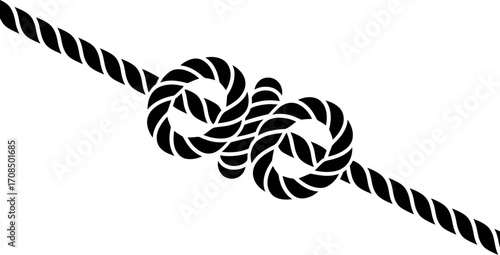 Symmetrical double figure eight knot secured on thick rope graphic vector