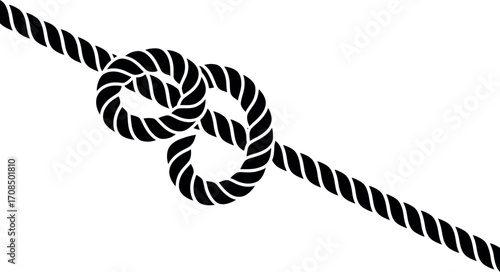 Detailed black and white graphic of a nautical rope knot on a clean surface vector