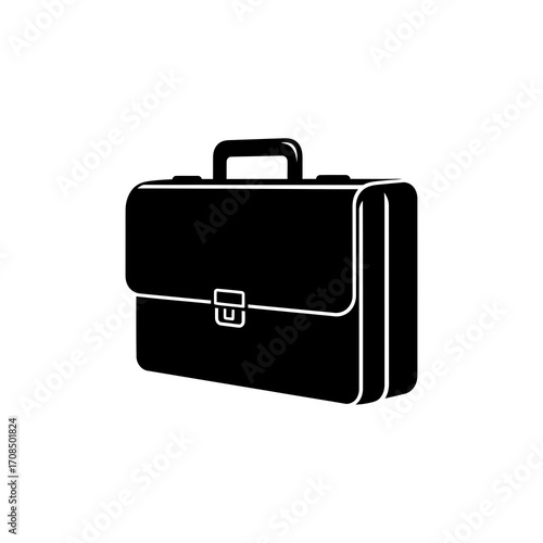 Black silhouette of a briefcase isolated on white background silhouette