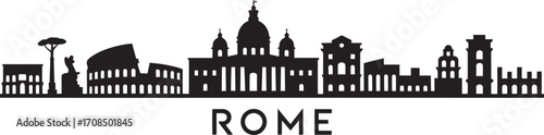 Rome Skyline Silhouette Vector Illustration A Captivating Italian Cityscape Depiction with Iconic Landmarks