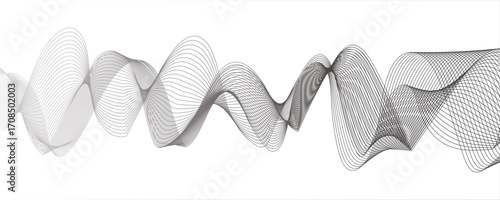 Abstract modern background with flowing wave lines in gradient shades of gray and aqua. curved, Smooth curves and gradient tones of light to deep blue motion. Airy and minimal, suitable for technolog