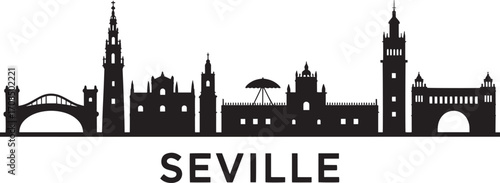 Seville Skyline Silhouette Vector Illustration Spain Cityscape Landmark Architecture Travel Destination