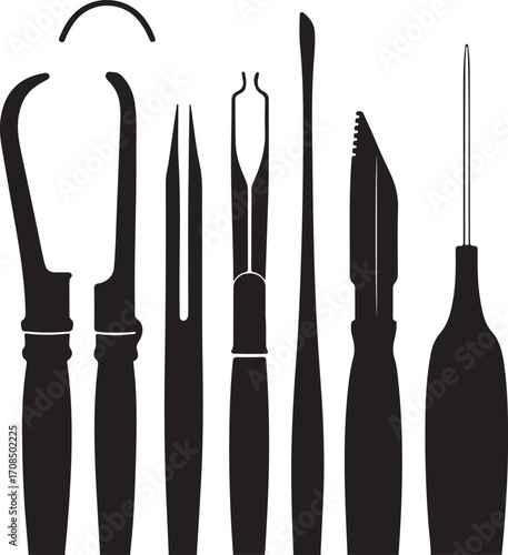 Black silhouette tools for crafting and repair vector