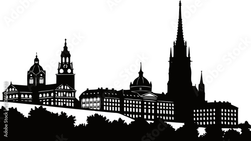 Vector art of uppsala city skyline silhouette, showcasing the architectural beauty of this historic swedish city