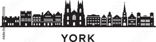 York Skyline Silhouette Vector Illustration A Detailed Cityscape Depiction with Prominent Landmarks