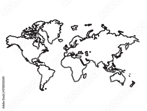 Global map icon illustration in stylish elegant minimal line vector design