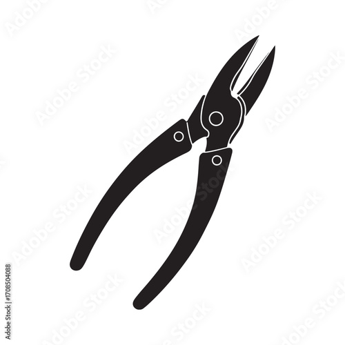 Silhouette pliers isolated on white background. Silhouette pliers icon.