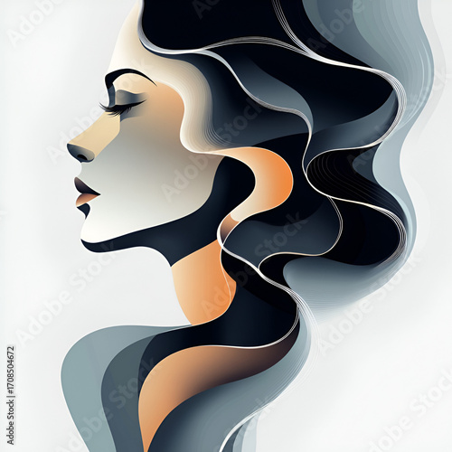 Beautiful illustration of a woman, ideal for use in Pink October campaigns