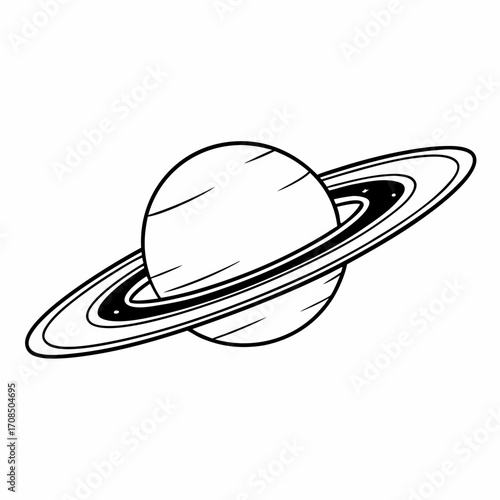 Striking outline of Saturn with its rings, a clean space illustration for educational projects