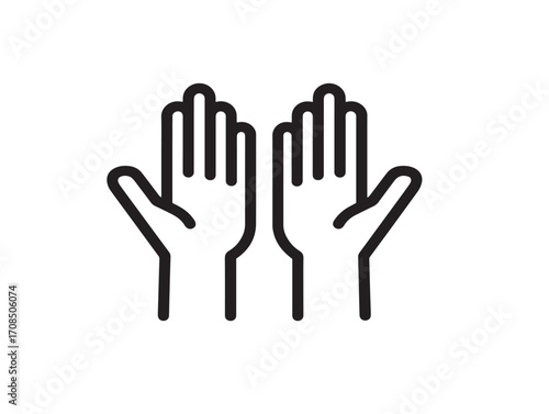 Creative modern hands up vector symbol in artistic clean line details