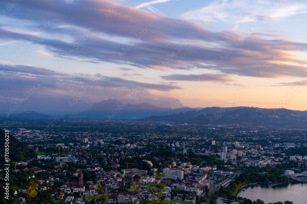 Fototapeta premium sunset over the city