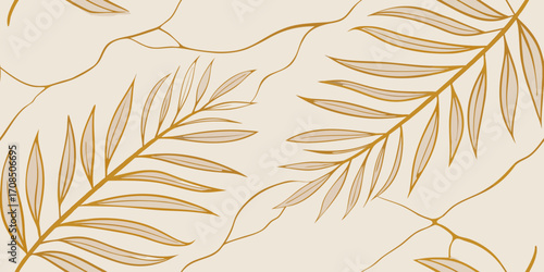 Seamless marble vector pattern with thin golden lines, elegant luxury design for packaging and repeatable backgrounds