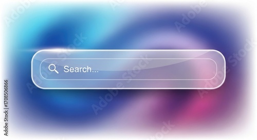 Sleek, Transparent Search Bar with Luminous Gradient Background