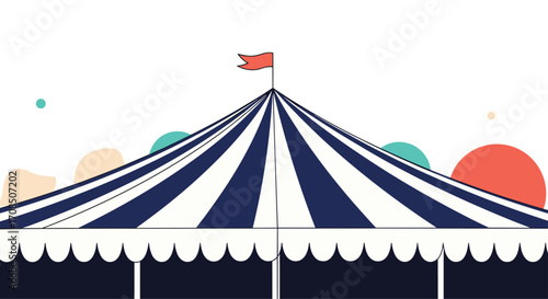 A whimsical animated circus tent under a bright sky.
