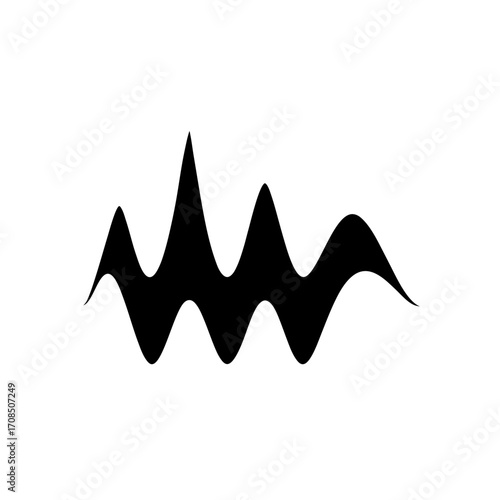 Black wavy line with sharp peaks and dips on transparent background