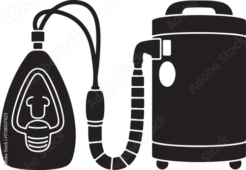 Black vacuum cleaner with hose and attachment cleaning