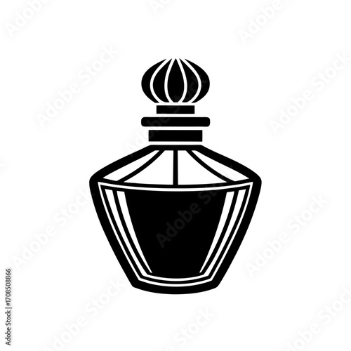 Perfume bottle silhouette art on transparent background