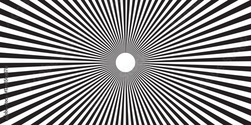 Abstract sunburst background. sunburst with a fiery intensity. Black and White Optical Illusion Art, Dynamic Black and White Illusion Vector. Monochrome sunburst vector background.