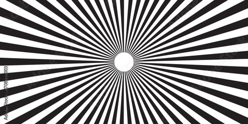 Abstract sunburst background. sunburst with a fiery intensity. Black and White Optical Illusion Art, Dynamic Black and White Illusion Vector. Monochrome sunburst vector background.